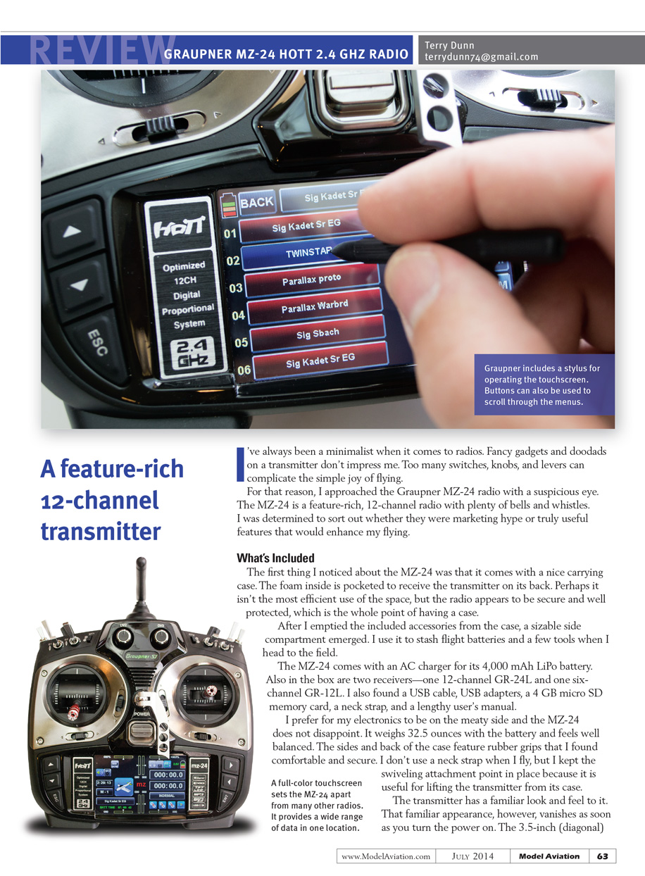 Graupner MX-24 HoTT 2.4 GHz Radio 2014/07 | Model Aviation Library